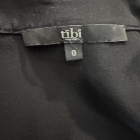 Tibi Asymmetric leather Wrap Dress size 0 black lamb leather and silk sleeveless - Picture 7 of 11